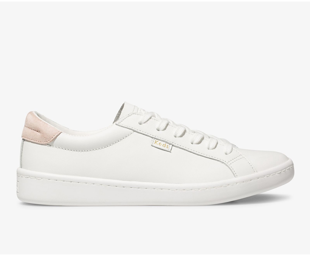 Womens Keds Sneakers - Ace Leather - White - 4672-RZLVP